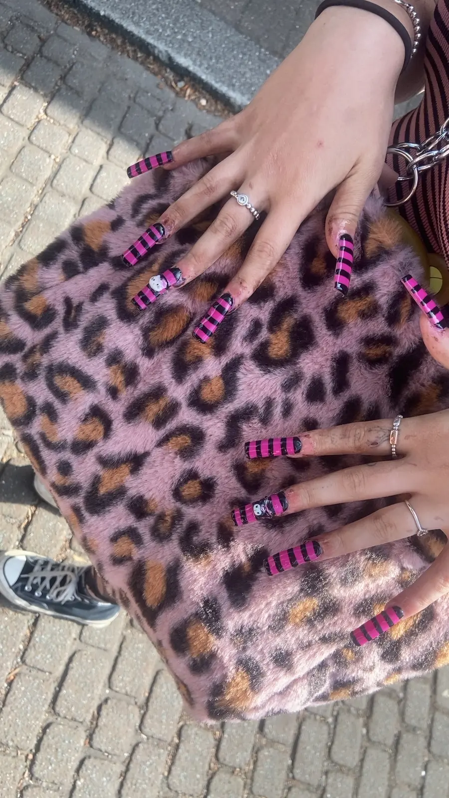Purple leopard-print nail art by Sets By Rhi